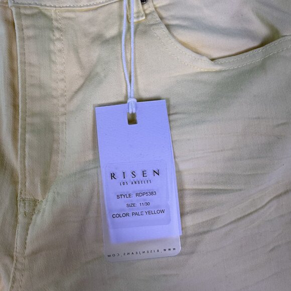 Risen Womens Raw Hem Wide Leg Jeans Yellow Sz 11 30 RDP5383 High Rise 32X32 E572 - Picture 3 of 16